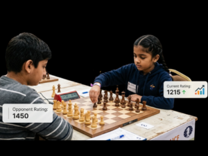 Kids playing rated chess match