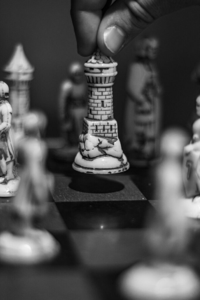 Chess rook piece illustrating tactical moves like forks, pins, and skewers