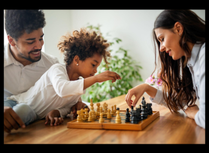 Kid playing chess